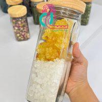 شیشه حبوبات سایز متوسط با درب چوبی